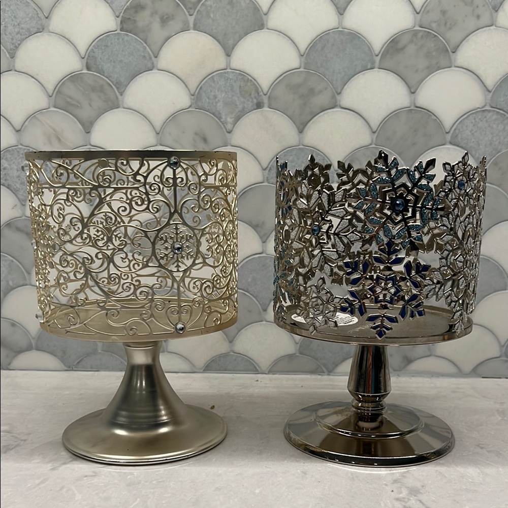 Bath & Body Works Silver and Gold Candle Holders